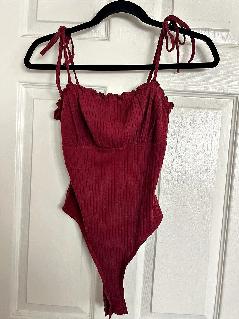 SHEIN Ribbed One-Piece Swimsuit in Red Size Small